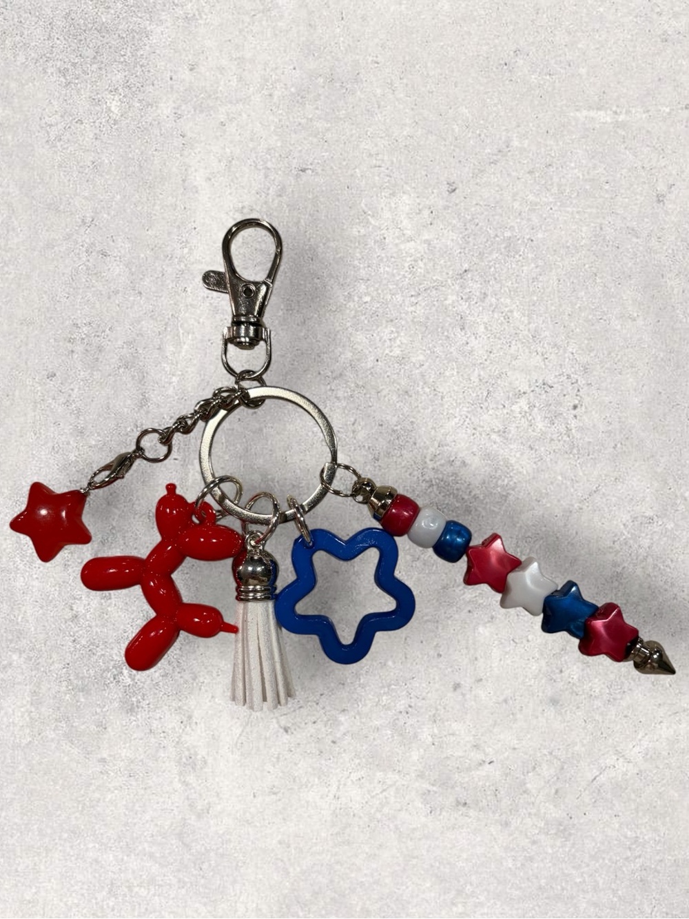 Red, White, and Blue Balloon Dog Keychain